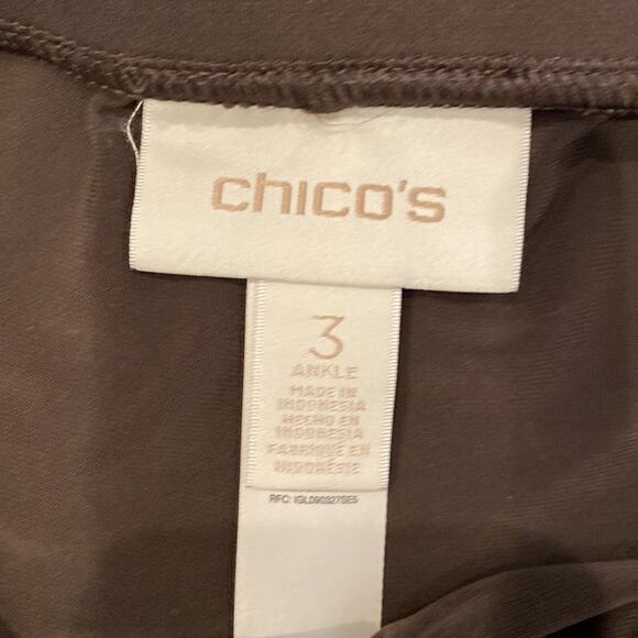 Chico’s Chocolate Brown Elastic Waist Ruched Ankle Ankle Pants Stretch EUC Sz 16 - Picture 2 of 12